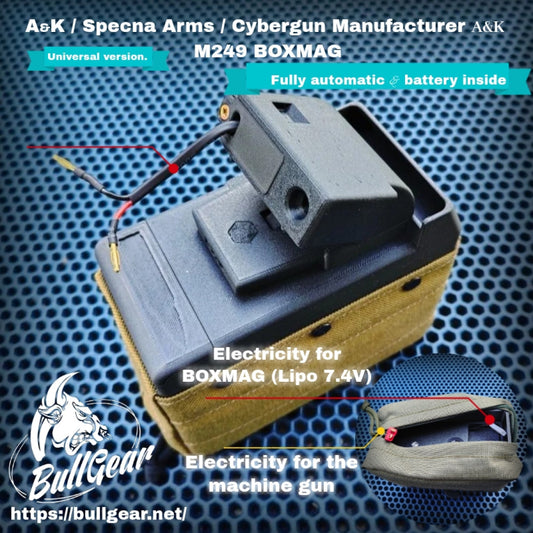 Bullgear 2400rd Box Mag for S&T Cybergun FN Licensed M249 "Featherweight" (Coyote / TAN)